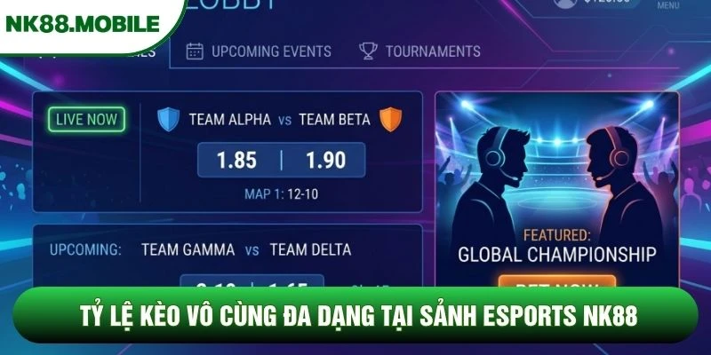 Tỷ lệ kèo vô cùng đa dạng tại sảnh Esports NK88